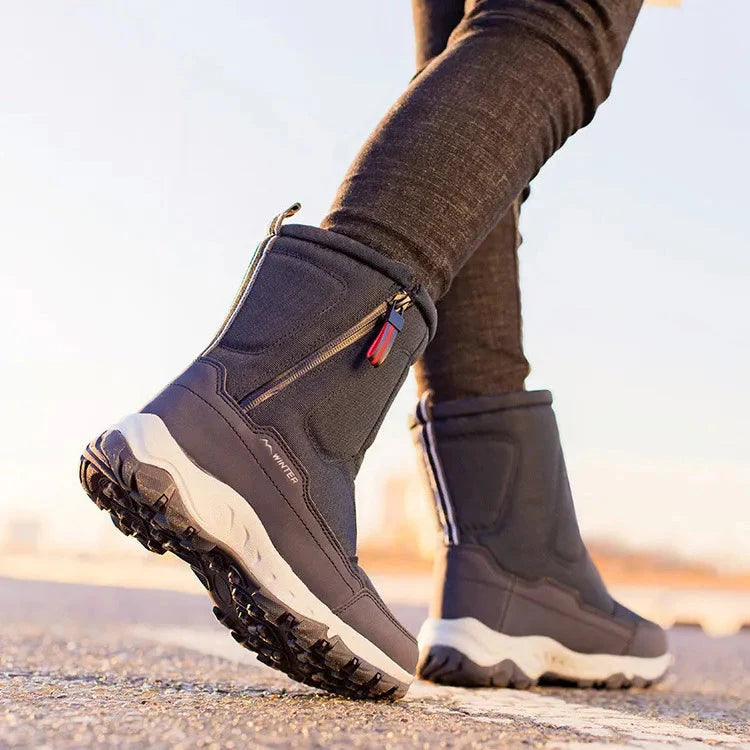 Men's Mid-Calf Snow Boots | Winter Footwear with Side Zip