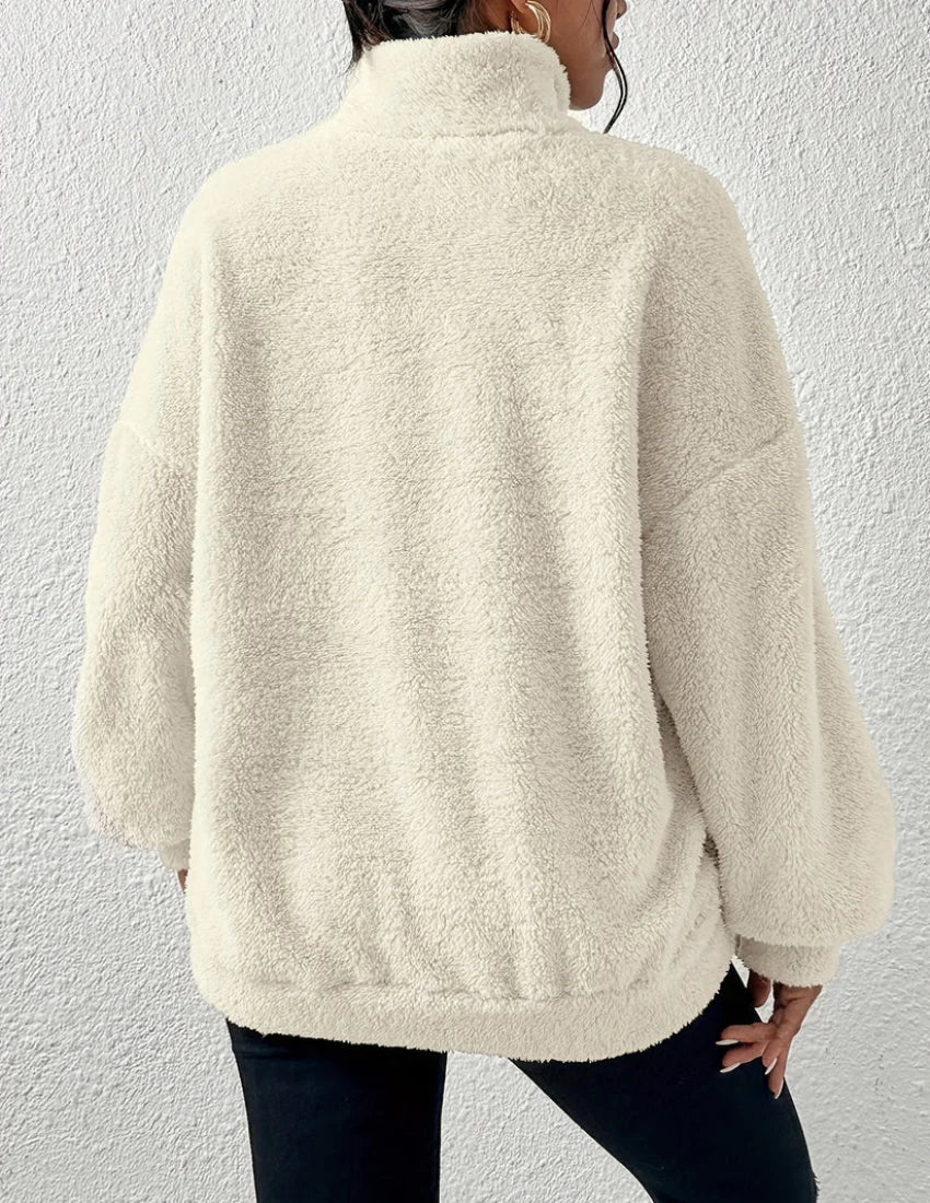 Women's Half-Zip Fleece Sweater | High-Neck Pullover 4