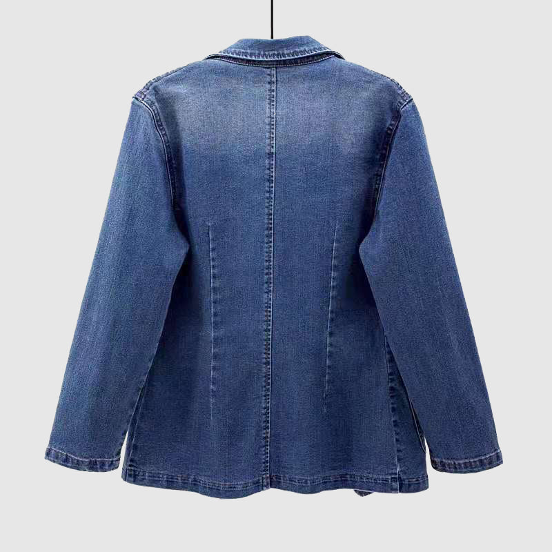 Azure Elegance Jacket | Women's Denim Light Wash Blazer 1