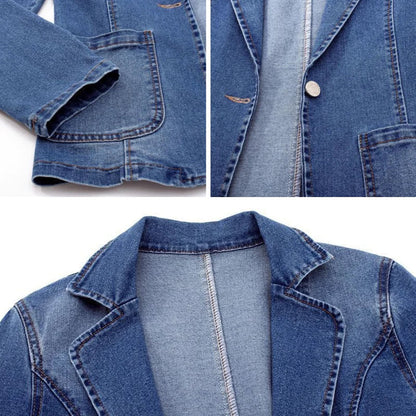 Azure Elegance Jacket | Women's Denim Light Wash Blazer 2
