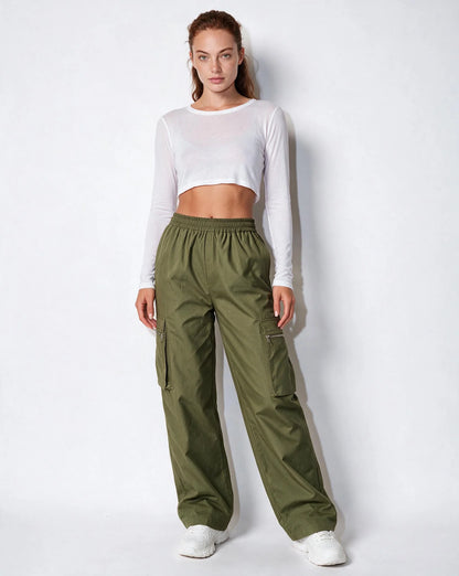 Black Cargo Pants | Men's Wide-Leg Trousers with Pockets 2