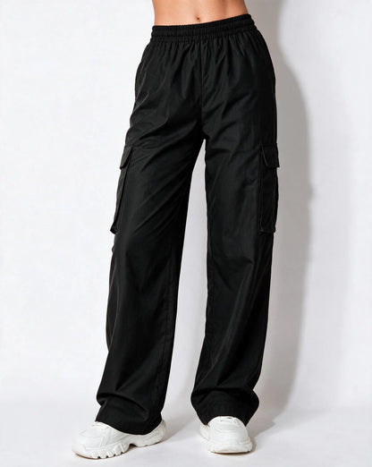 Black Cargo Pants | Men's Wide-Leg Trousers with Pockets 3