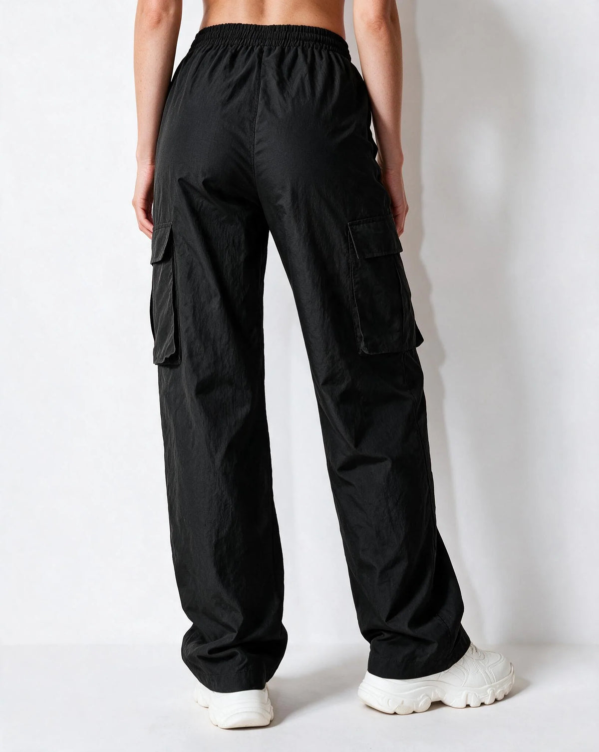 Black Cargo Pants | Men's Wide-Leg Trousers with Pockets 4