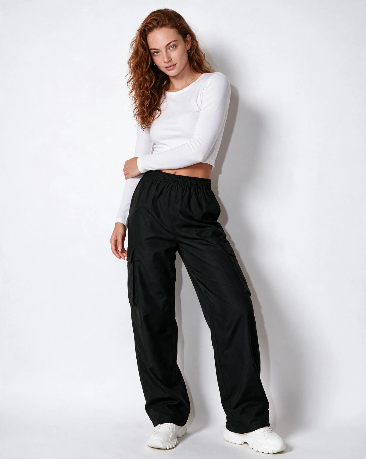 Black Cargo Pants | Men's Wide-Leg Trousers with Pockets 5