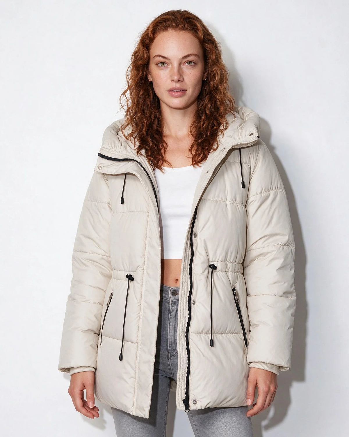 Black Hooded Puffer Jacket | Women's Water-Resistant Coat 0