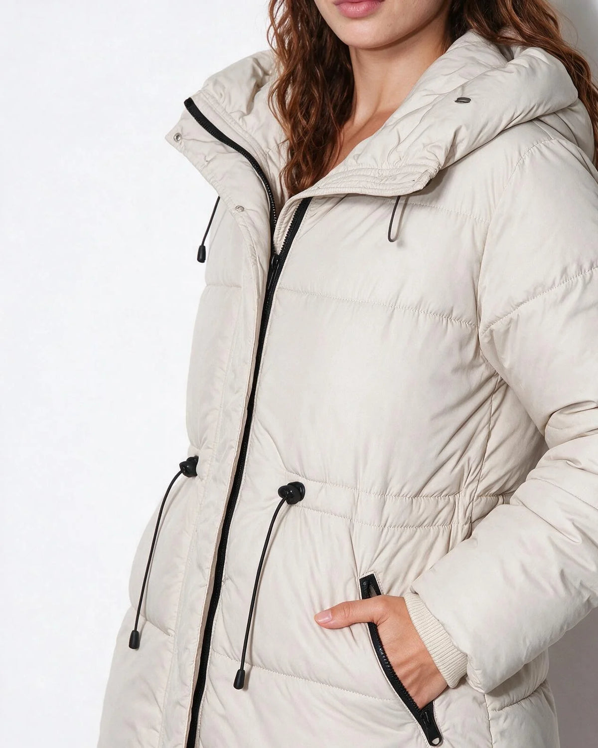 Black Hooded Puffer Jacket | Women's Water-Resistant Coat 2