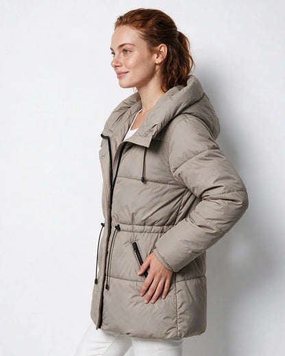 Black Hooded Puffer Jacket | Women's Water-Resistant Coat 5