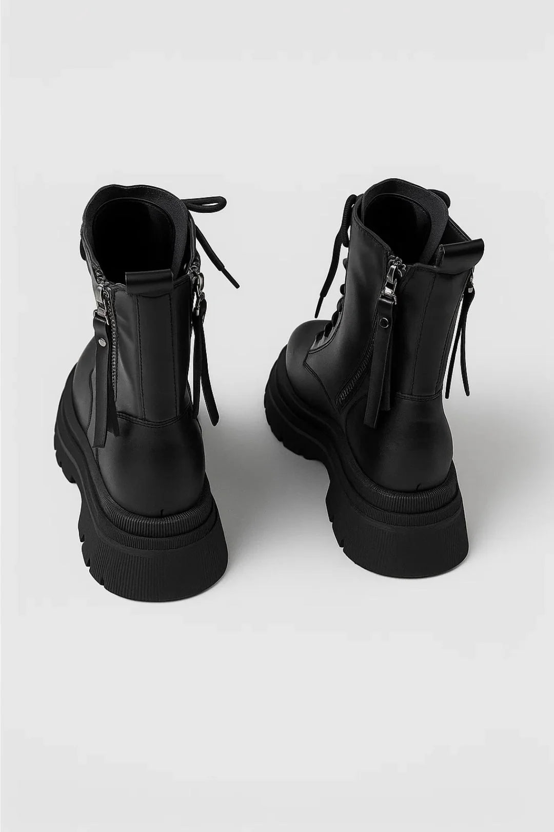 Black Lace-Up Ankle Boots | Women's Chunky Platform Footwear 1