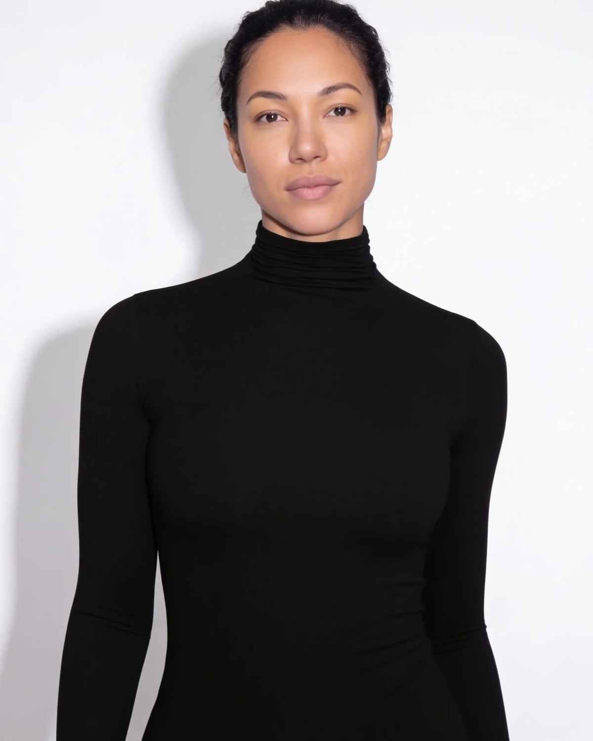 Black Mock Neck Top | Fitted Long-Sleeve Turtleneck Shirt 8