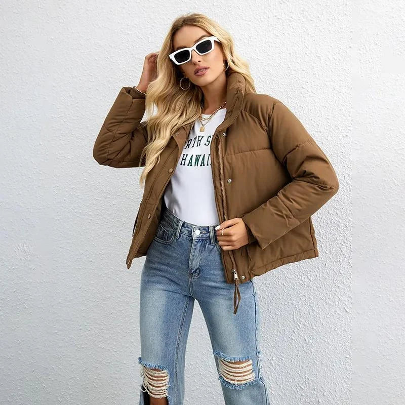Black Puffer Jacket Women | Short High-Neck Winter Coat 2