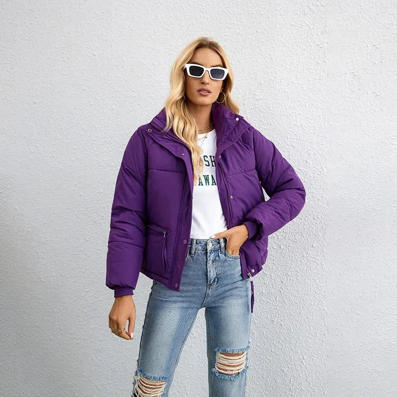 Black Puffer Jacket Women | Short High-Neck Winter Coat 6