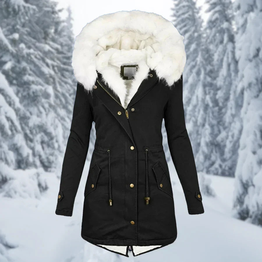 Black Puffer Jacket | Women's Medium Length Waterproof Winter Coat 1