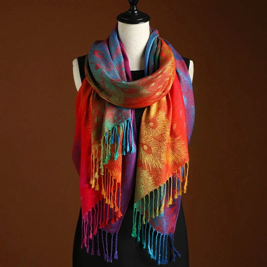 Bohemian Shawl Gradient Color Cashmere Blend 0