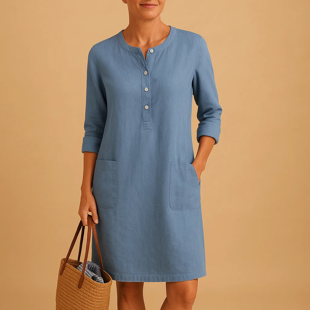 Button-Neck Shift Dress | Women's Casual Dress 3