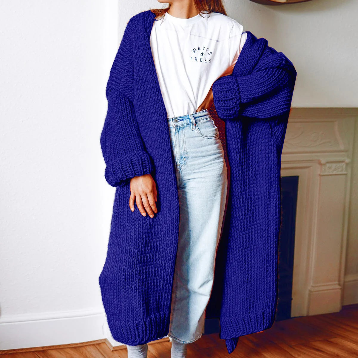 Chunky Knit Cardigan Women Long Sleeve Open Front 4