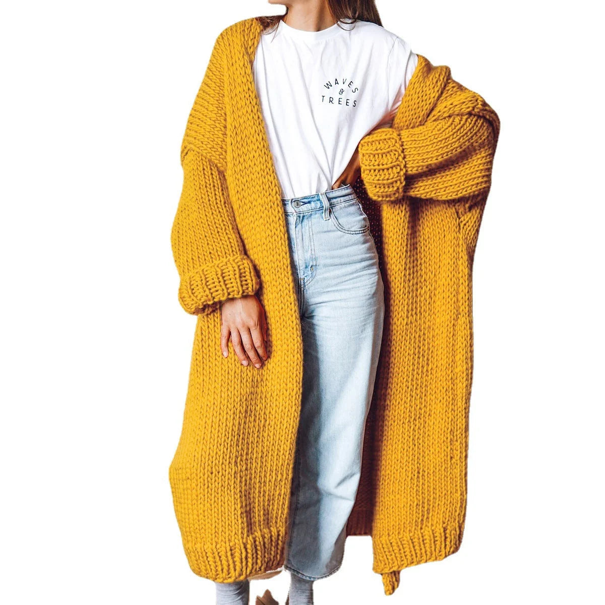 Chunky Knit Cardigan Women Long Sleeve Open Front 5