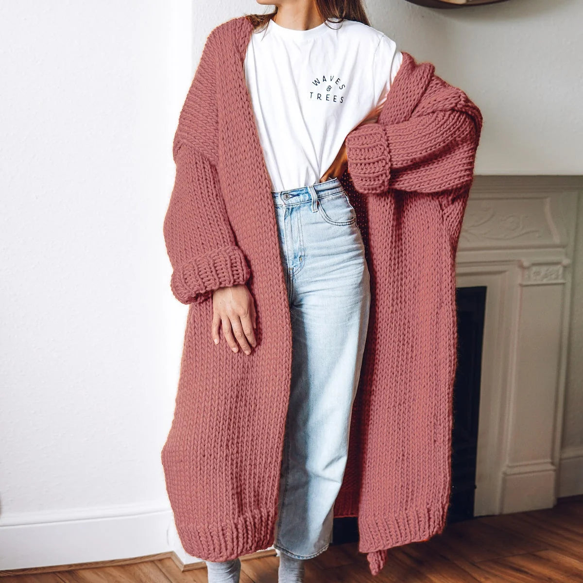 Chunky Knit Cardigan Women Long Sleeve Open Front 7