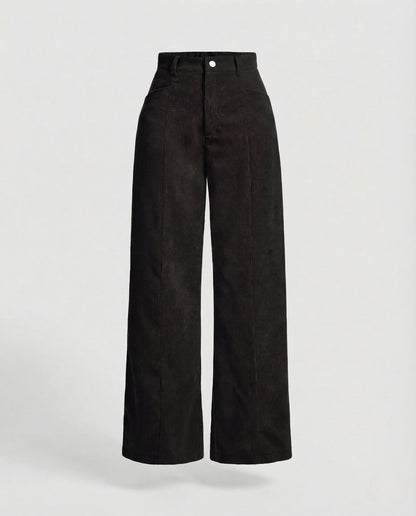 Corduroy Wide-Leg Trousers | Women's High-Waisted Pants 14