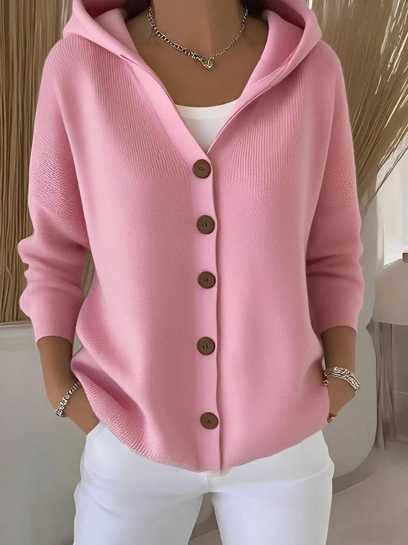 Cotton Button-Up Women's Hoodie | Loose Fit Casual Wear 1