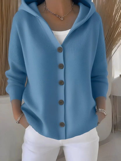 Cotton Button-Up Women's Hoodie | Loose Fit Casual Wear 2