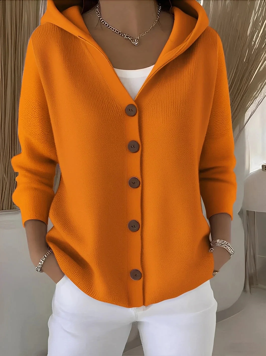 Cotton Button-Up Women's Hoodie | Loose Fit Casual Wear 4