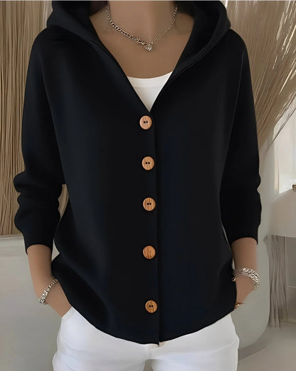 Cotton Button-Up Women's Hoodie | Loose Fit Casual Wear 7