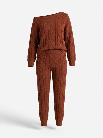 Cozy Cable-Knit Sweater and Jogger Set | Women's Loungewear Set 0