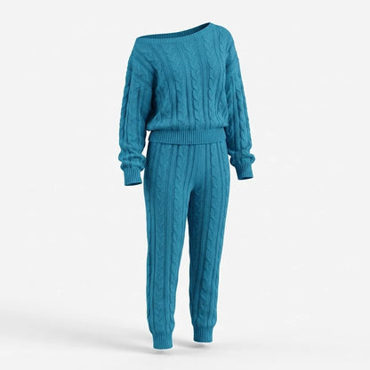 Cozy Cable-Knit Sweater and Jogger Set | Women's Loungewear Set 1