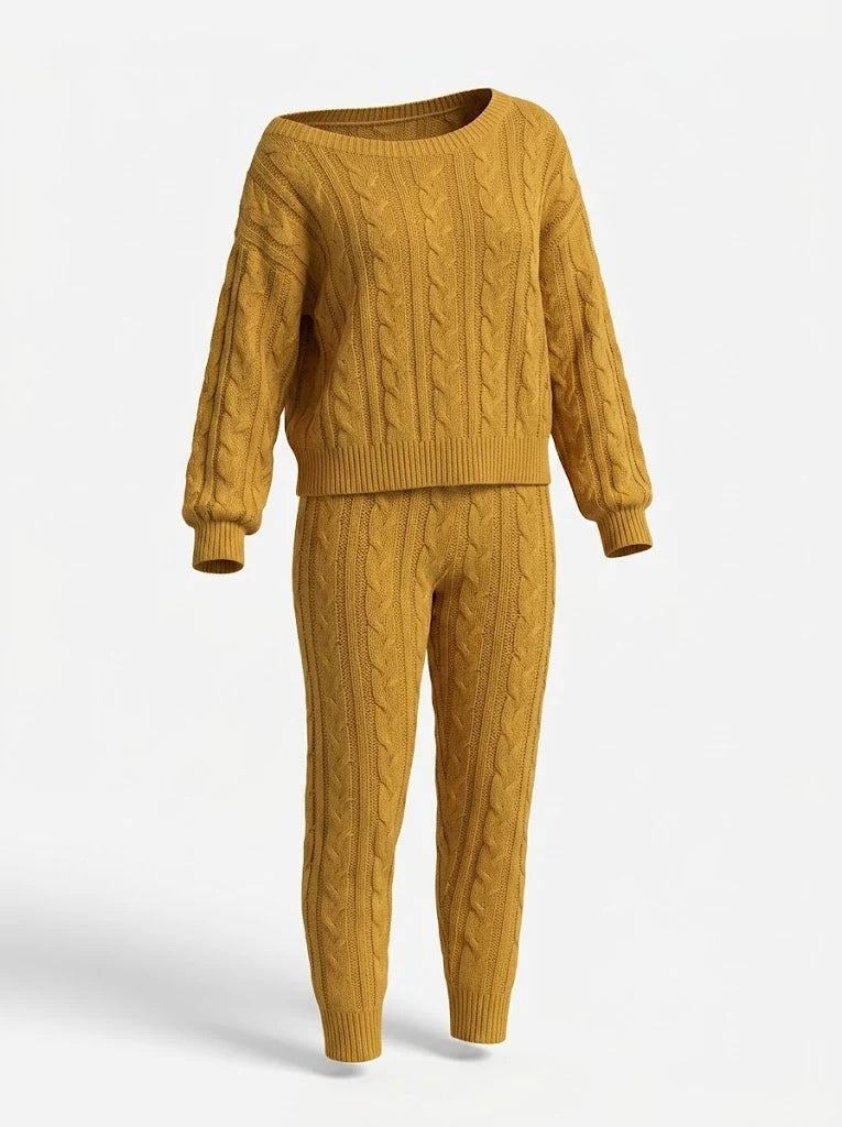 Cozy Cable-Knit Sweater and Jogger Set | Women's Loungewear Set 3