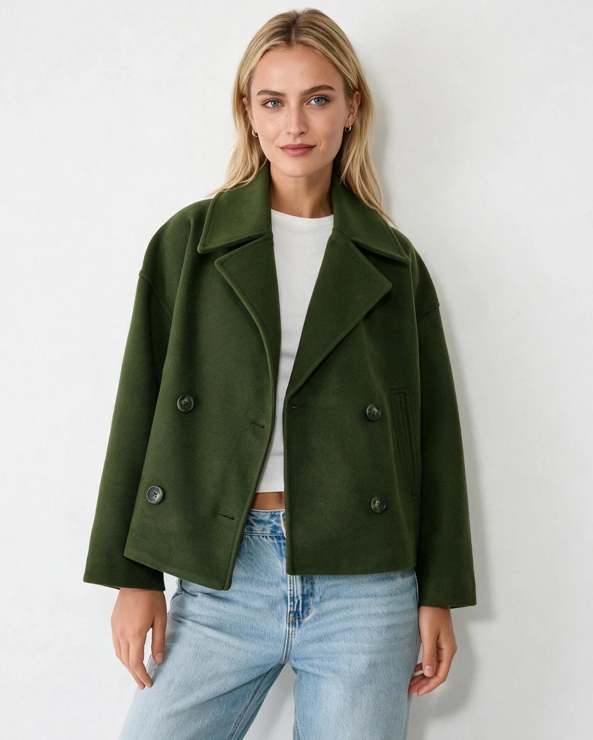 Cropped Double-Breasted Jacket Oversized Fit 11