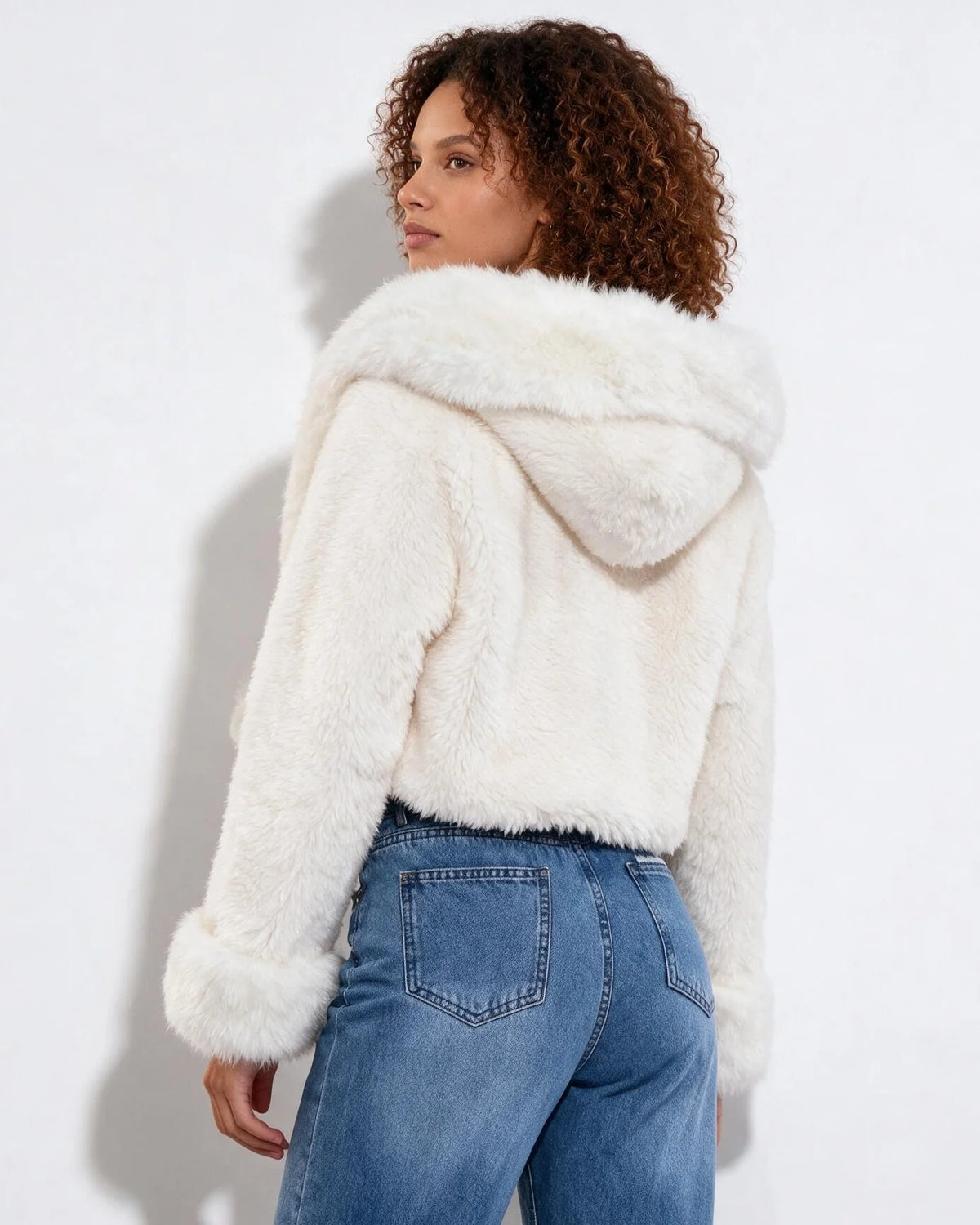 Cropped Faux Fur Jacket with Hood | Women's Jacket 1