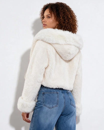 Cropped Faux Fur Jacket with Hood | Women's Jacket 1