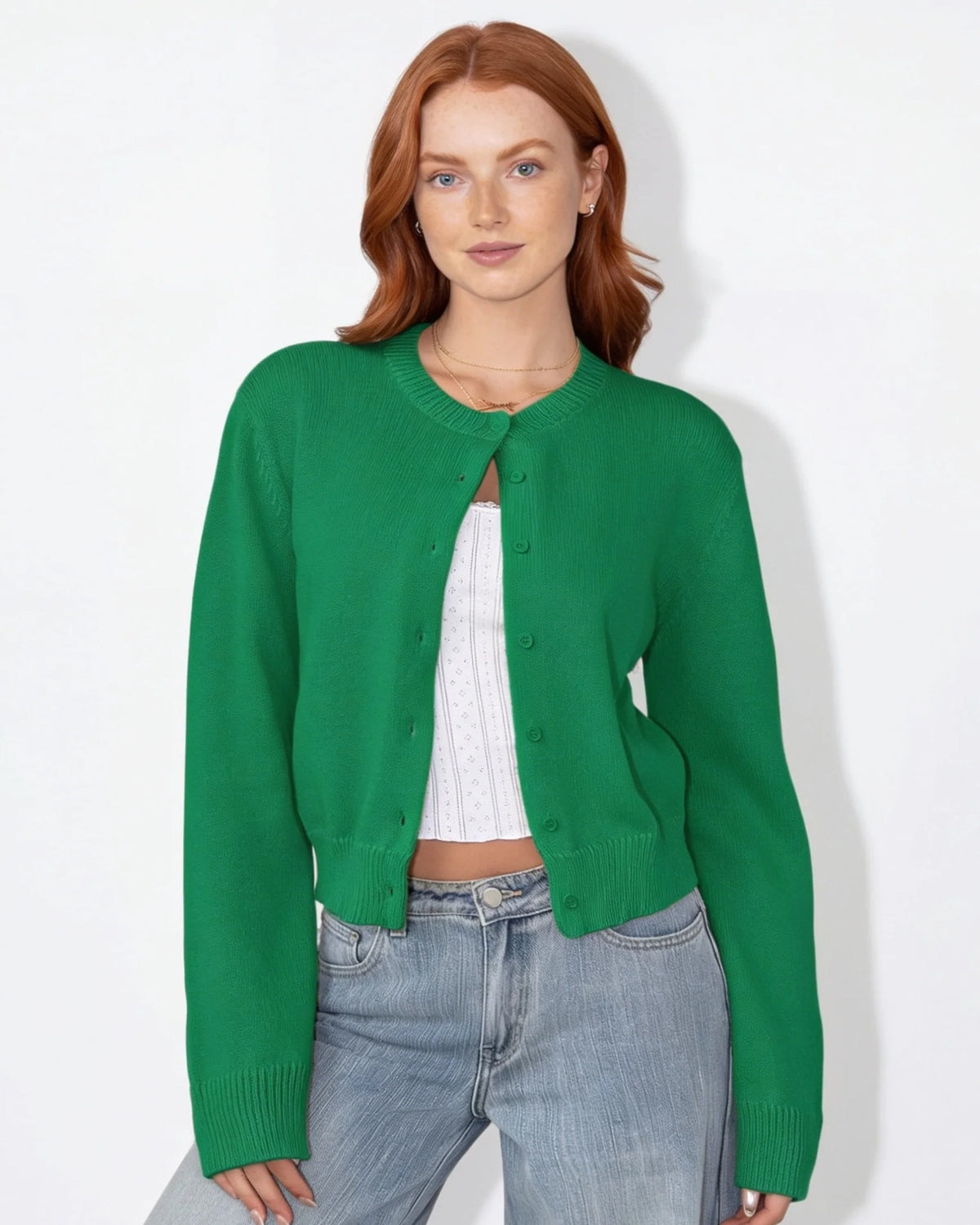 Cropped Knit Cardigan | Button-Front Lightweight Layering 11