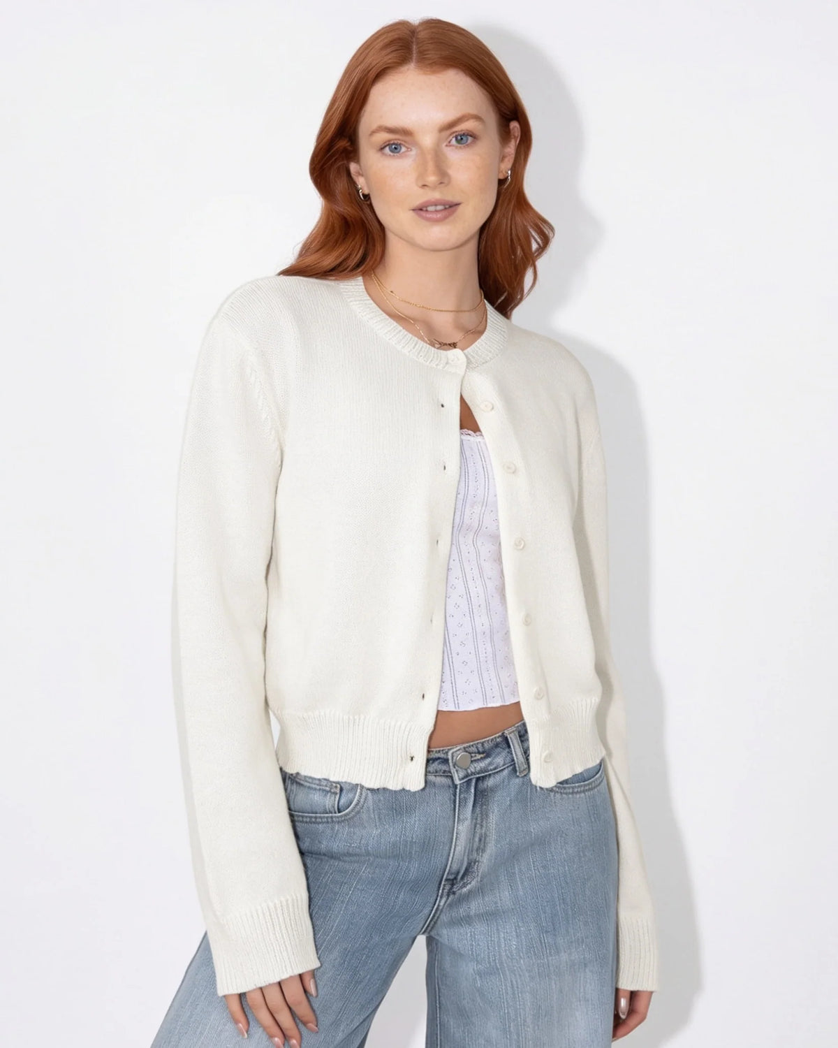 Cropped Knit Cardigan | Button-Front Lightweight Layering 13