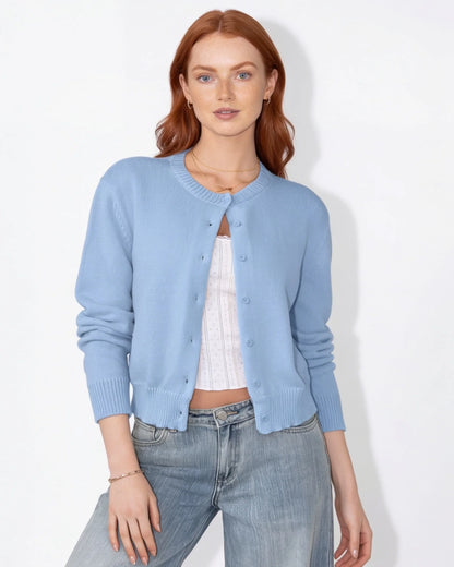 Cropped Knit Cardigan | Button-Front Lightweight Layering 14