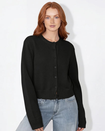 Cropped Knit Cardigan | Button-Front Lightweight Layering 4