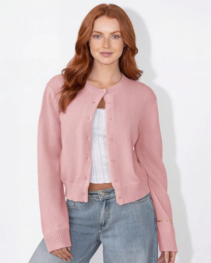 Cropped Knit Cardigan | Button-Front Lightweight Layering 8