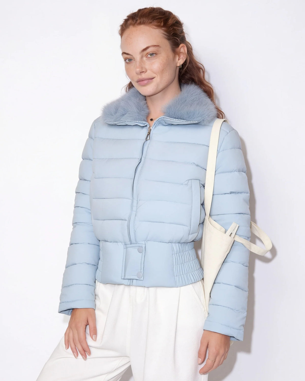 Cropped Puffer Jacket with Faux Fur Collar | Women's Outerwear 8