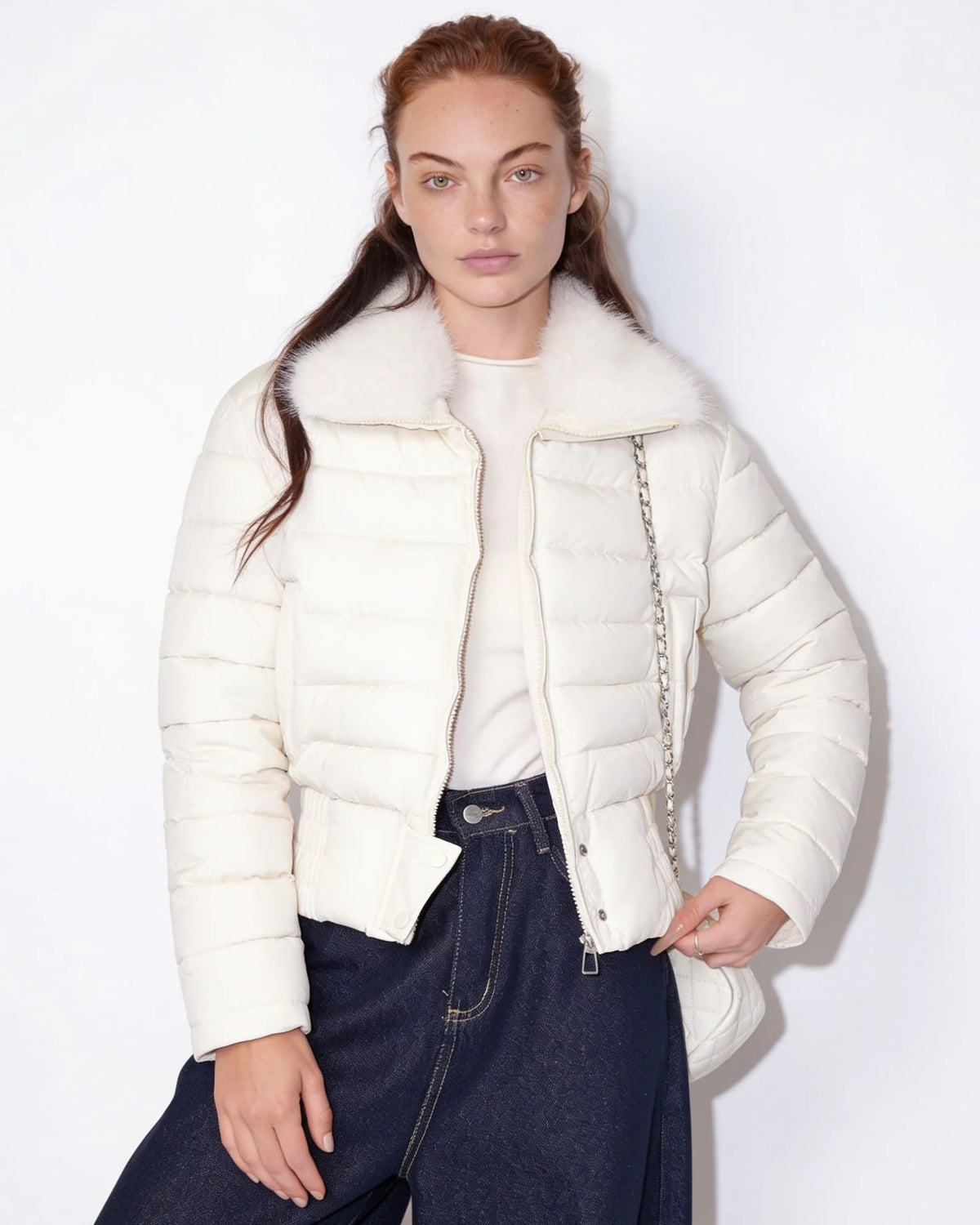 Cropped Puffer Jacket with Faux Fur Collar | Women's Outerwear 9