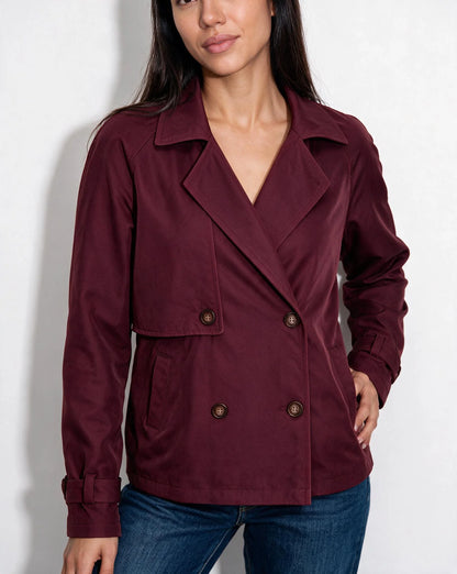 Cropped Trench Coat | Women’s Double-Breasted Jacket 6