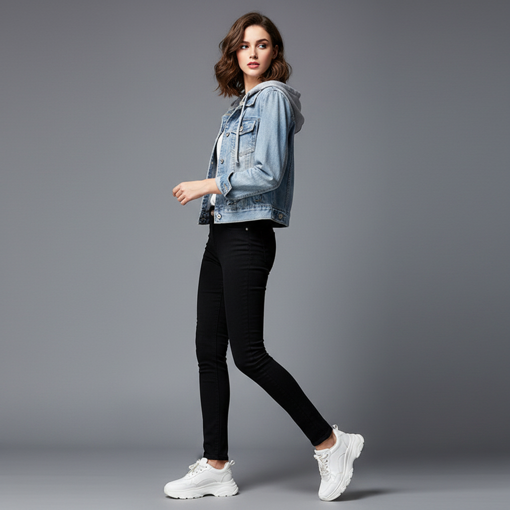 Denim Jacket with Removable Hood | Women's Jacket