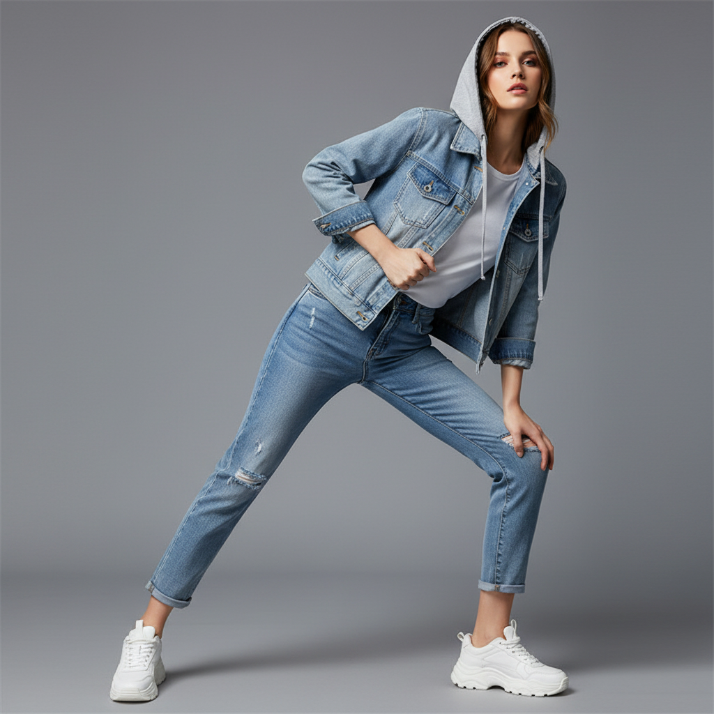 Denim Jacket with Removable Hood | Women's Jacket