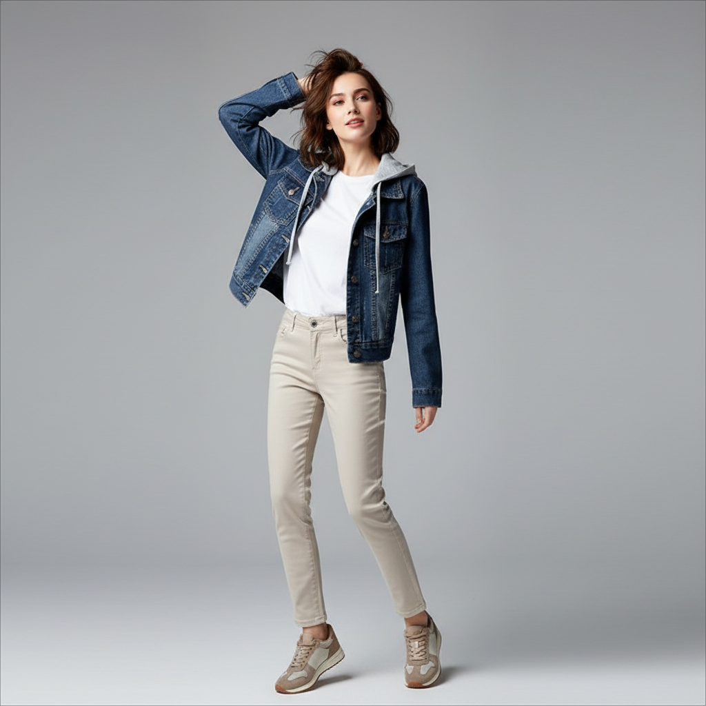 Denim Jacket with Removable Hood | Women's Jacket 2