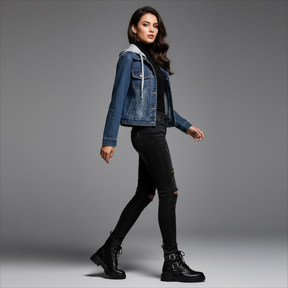 Denim Jacket with Removable Hood | Women's Jacket 3