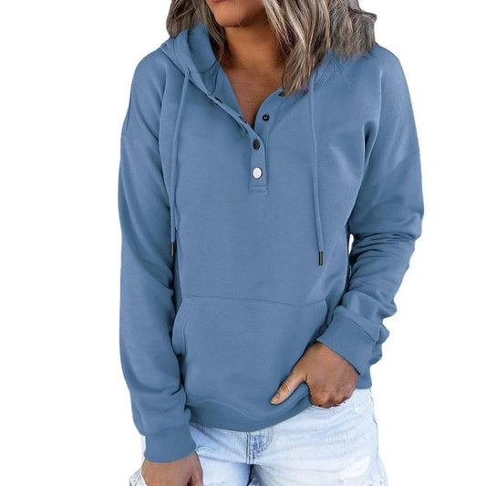 Drune | Women's Hoodie with Button Details and Pockets 0