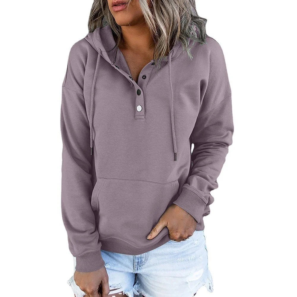 Drune | Women's Hoodie with Button Details and Pockets 11