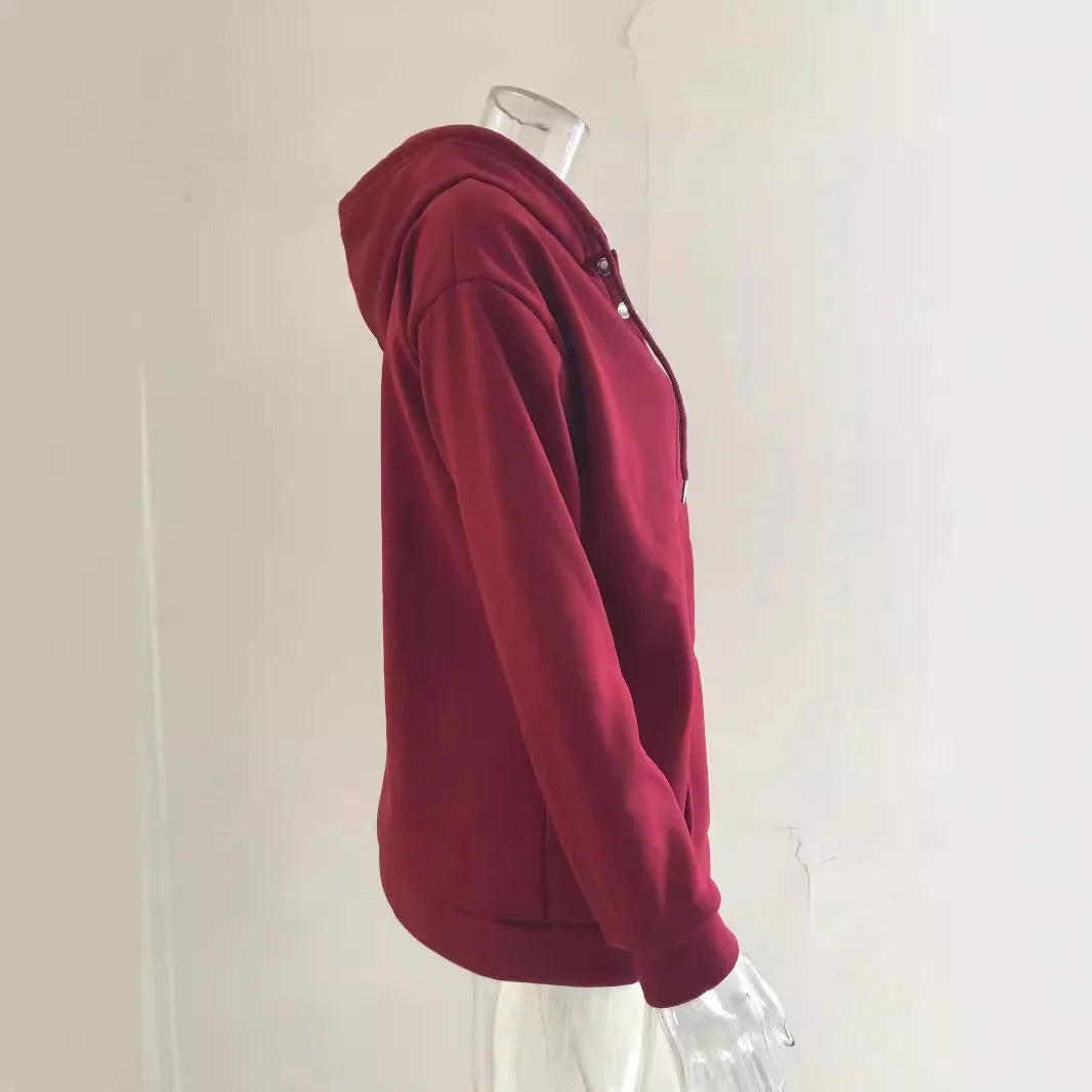 Drune | Women's Hoodie with Button Details and Pockets 4