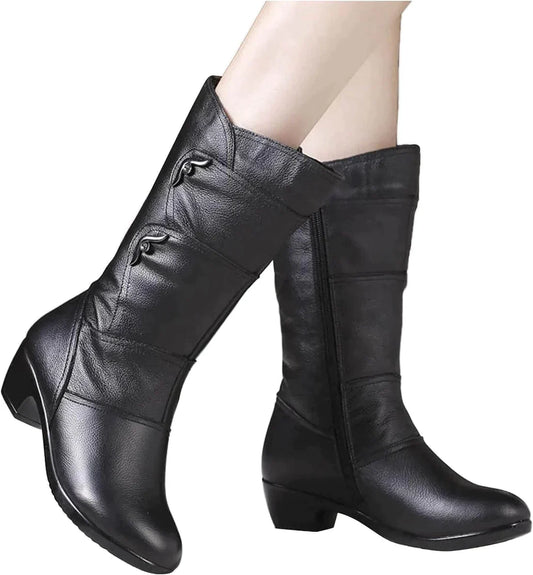 Drune | Women's Leather Winter Boots with High Heel 0