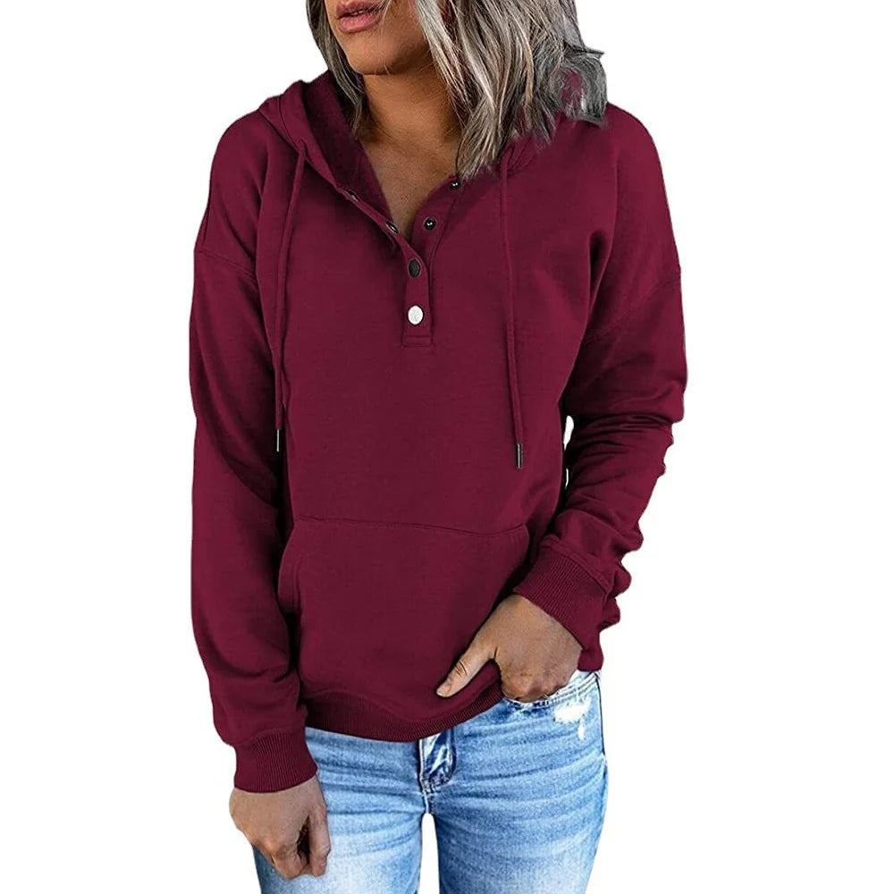 Drune | Women's Relaxed Fit Hoodie with Button Details 0