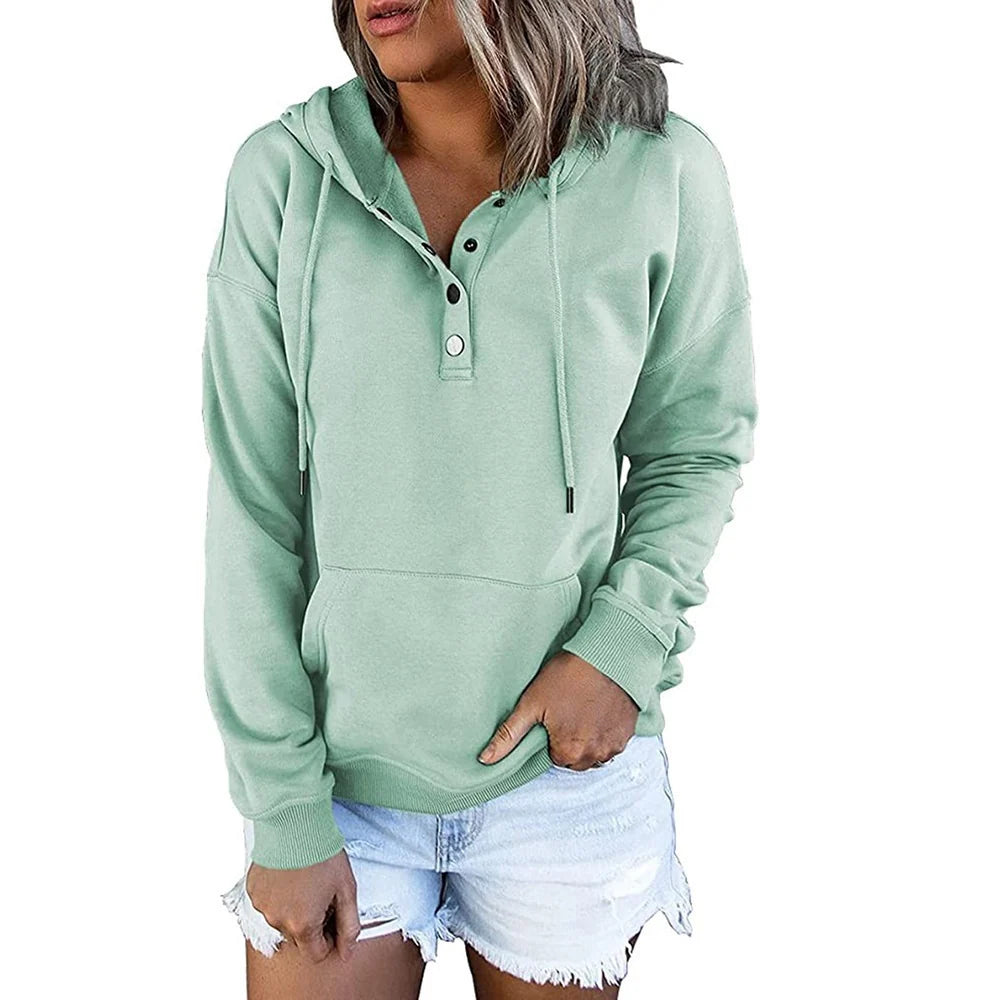 Drune | Women's Relaxed Fit Hoodie with Button Details 2